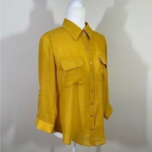 By & By sz sm shirt golden looks liken a textured linen without the wrinkles